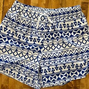 Meripex Blue Geometric Men’s Swim Trunks With Liner